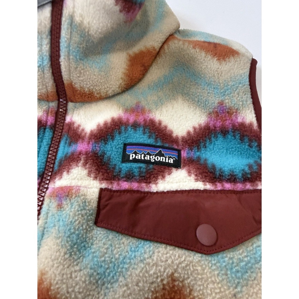 Patagonia Women's Large Snap-T Synchilla Western Aztec Vest Cinder Red Geometric - Picture 4 of 9
